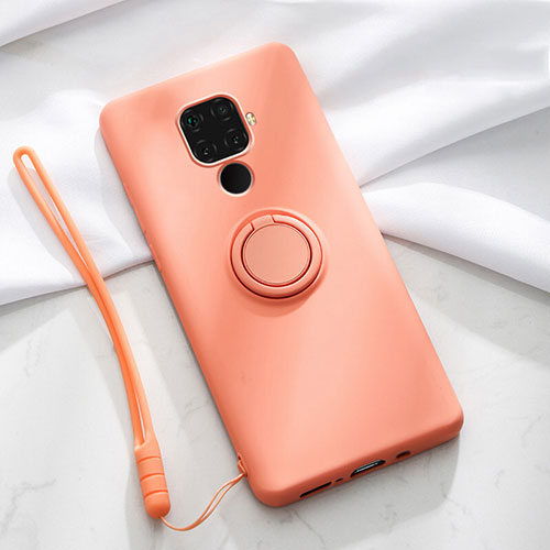 Ultra-thin Silicone Gel Soft Case Cover with Magnetic Finger Ring Stand A03 for Huawei Nova 5z Orange