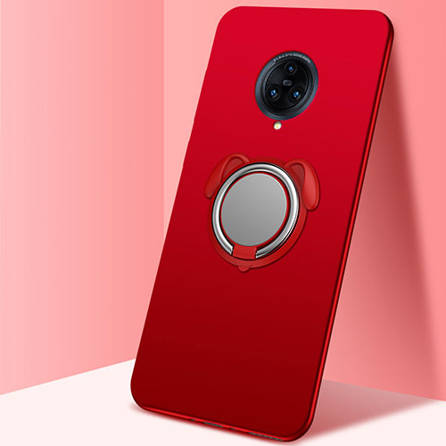 Ultra-thin Silicone Gel Soft Case Cover with Magnetic Finger Ring Stand A03 for Vivo Nex 3 5G Red