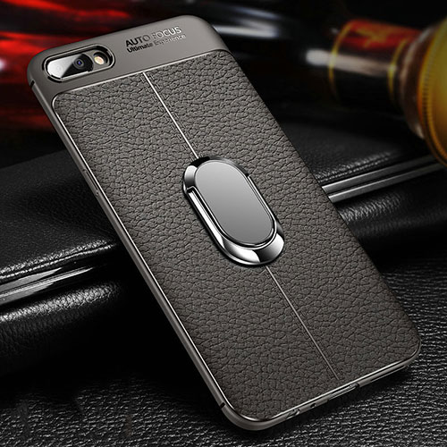 Ultra-thin Silicone Gel Soft Case Cover with Magnetic Finger Ring Stand A04 for Oppo AX5 Gray