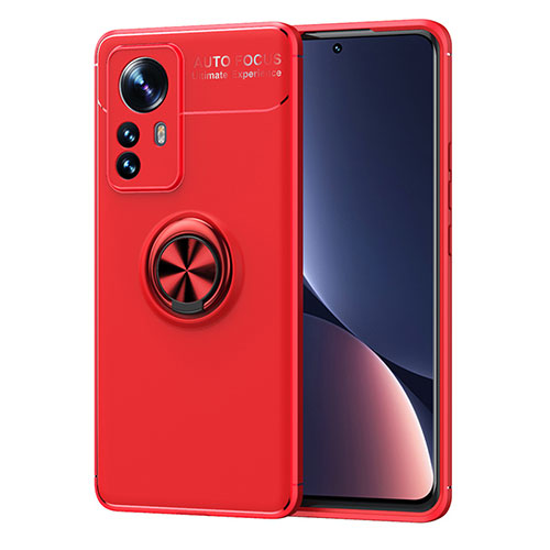 Ultra-thin Silicone Gel Soft Case Cover with Magnetic Finger Ring Stand A05 for Xiaomi Mi 12S 5G Red