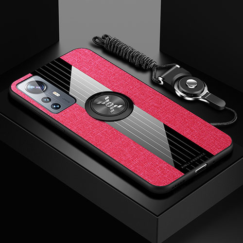 Ultra-thin Silicone Gel Soft Case Cover with Magnetic Finger Ring Stand A08 for Xiaomi Mi 12 5G Red