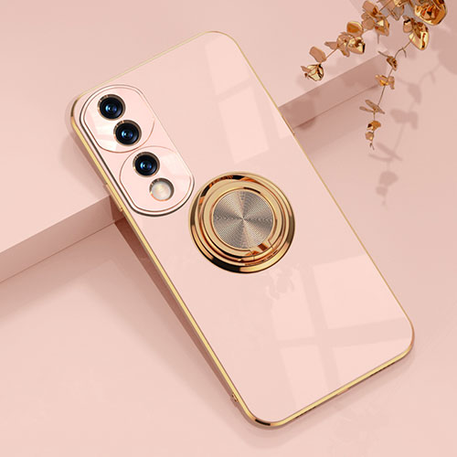 Ultra-thin Silicone Gel Soft Case Cover with Magnetic Finger Ring Stand AN1 for Huawei Honor 70 Pro+ Plus 5G Matcha Green