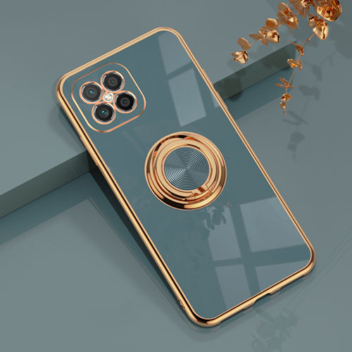 Ultra-thin Silicone Gel Soft Case Cover with Magnetic Finger Ring Stand AN1 for Huawei Nova 8 SE 4G Lavender Gray