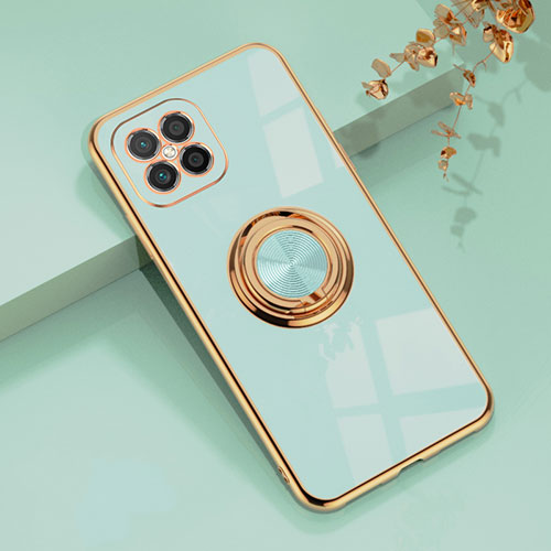 Ultra-thin Silicone Gel Soft Case Cover with Magnetic Finger Ring Stand AN1 for Huawei Nova 8 SE 4G Matcha Green