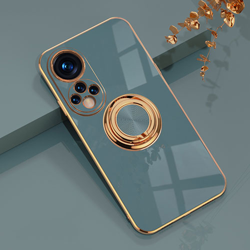 Ultra-thin Silicone Gel Soft Case Cover with Magnetic Finger Ring Stand AN1 for Huawei Nova 9 Lavender Gray