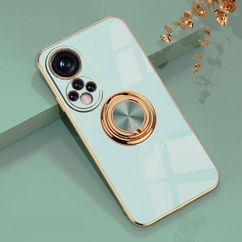 Ultra-thin Silicone Gel Soft Case Cover with Magnetic Finger Ring Stand AN1 for Huawei Nova 9 Matcha Green