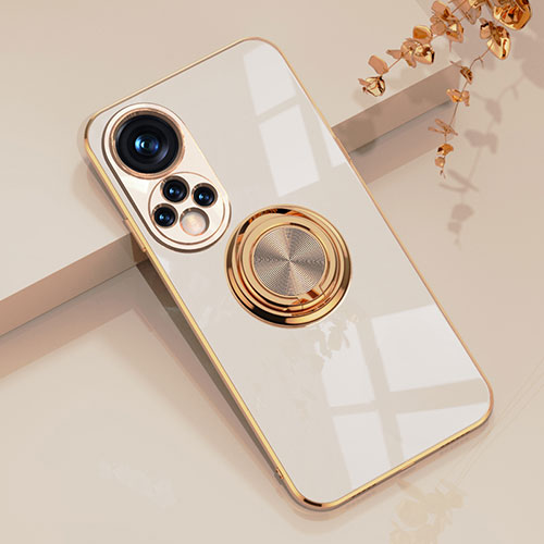 Ultra-thin Silicone Gel Soft Case Cover with Magnetic Finger Ring Stand AN1 for Huawei Nova 9 Pro White