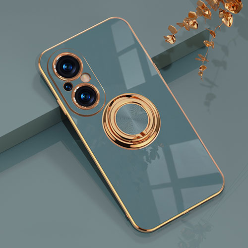 Ultra-thin Silicone Gel Soft Case Cover with Magnetic Finger Ring Stand AN1 for Huawei Nova 9 SE Lavender Gray