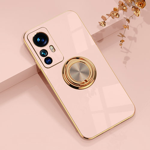 Ultra-thin Silicone Gel Soft Case Cover with Magnetic Finger Ring Stand AN1 for Xiaomi Redmi K50 Ultra 5G Rose Gold