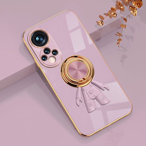 Ultra-thin Silicone Gel Soft Case Cover with Magnetic Finger Ring Stand AN2 for Huawei Nova 9 Pro Purple