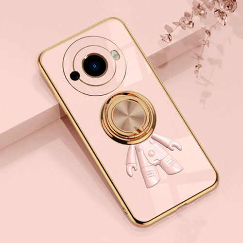 Ultra-thin Silicone Gel Soft Case Cover with Magnetic Finger Ring Stand AN2 for Sharp Aquos R8 Pro Rose Gold