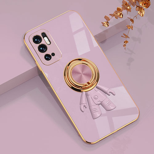 Ultra-thin Silicone Gel Soft Case Cover with Magnetic Finger Ring Stand AN2 for Xiaomi POCO M3 Pro 5G Purple
