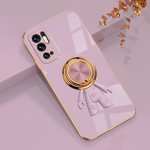 Ultra-thin Silicone Gel Soft Case Cover with Magnetic Finger Ring Stand AN2 for Xiaomi Redmi Note 10 5G Purple