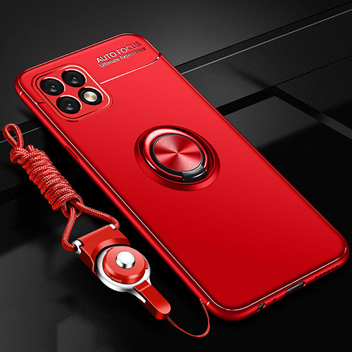 Ultra-thin Silicone Gel Soft Case Cover with Magnetic Finger Ring Stand for Huawei Enjoy 20 5G Red