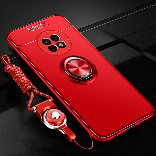 Ultra-thin Silicone Gel Soft Case Cover with Magnetic Finger Ring Stand for Huawei Enjoy 20 Plus 5G Red