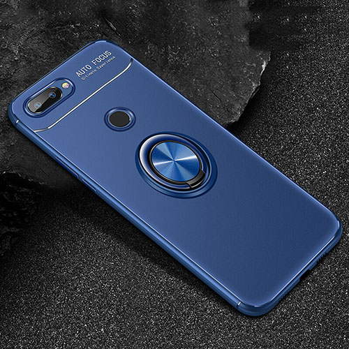 Ultra-thin Silicone Gel Soft Case Cover with Magnetic Finger Ring Stand for Huawei Honor 9 Lite Blue