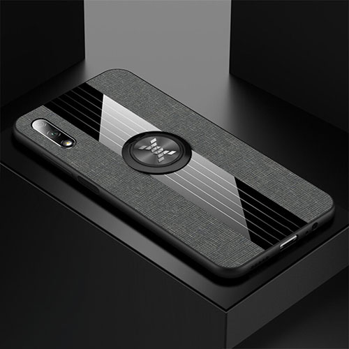 Ultra-thin Silicone Gel Soft Case Cover with Magnetic Finger Ring Stand for Huawei Honor 9X Gray