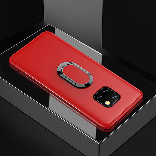 Ultra-thin Silicone Gel Soft Case Cover with Magnetic Finger Ring Stand for Huawei Mate 20 Pro Red