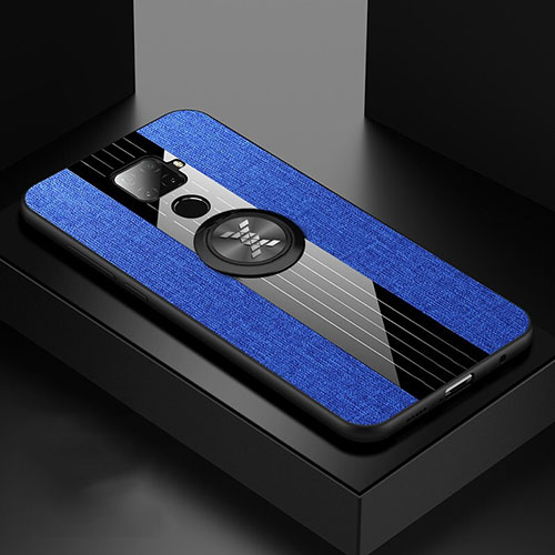 Ultra-thin Silicone Gel Soft Case Cover with Magnetic Finger Ring Stand for Huawei Mate 30 Lite Blue