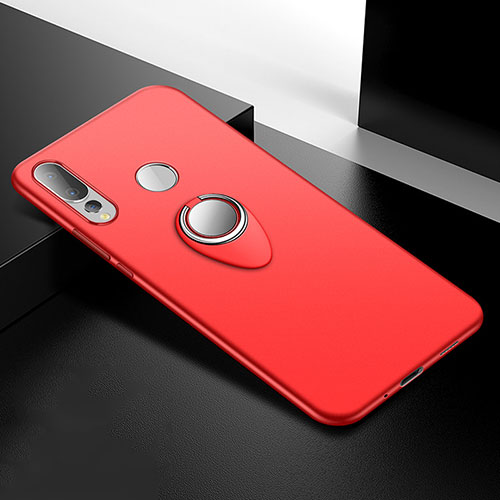 Ultra-thin Silicone Gel Soft Case Cover with Magnetic Finger Ring Stand for Huawei Nova 4 Red