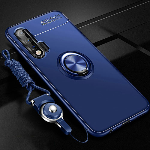 Ultra-thin Silicone Gel Soft Case Cover with Magnetic Finger Ring Stand for Huawei Nova 6 Blue