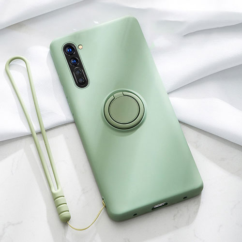 Ultra-thin Silicone Gel Soft Case Cover with Magnetic Finger Ring Stand for Oppo F15 Green