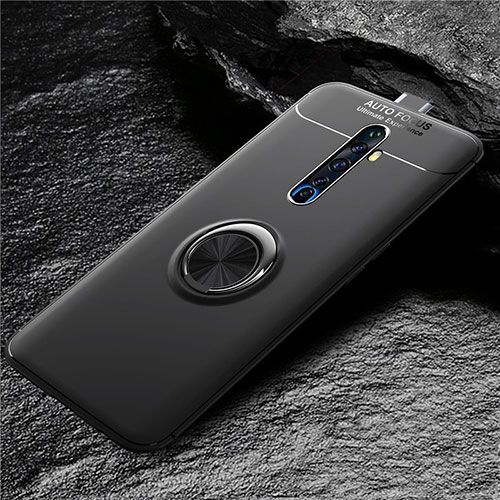 Ultra-thin Silicone Gel Soft Case Cover with Magnetic Finger Ring Stand for Oppo Reno2 Z Black