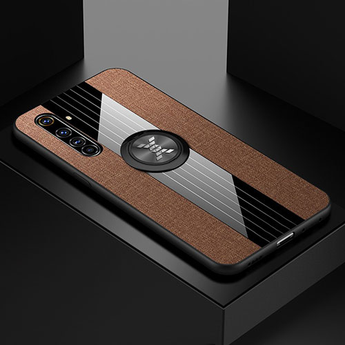 Ultra-thin Silicone Gel Soft Case Cover with Magnetic Finger Ring Stand for Realme X50 Pro 5G Brown