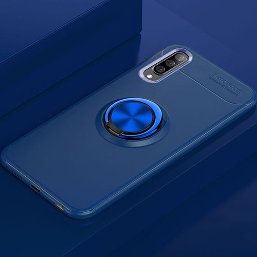 Ultra-thin Silicone Gel Soft Case Cover with Magnetic Finger Ring Stand for Samsung Galaxy A90 5G Blue