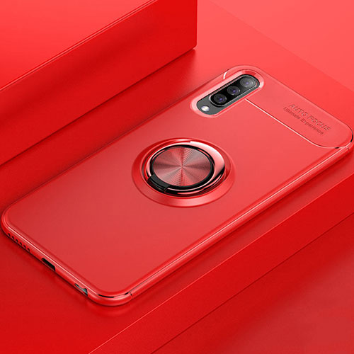 Ultra-thin Silicone Gel Soft Case Cover with Magnetic Finger Ring Stand for Samsung Galaxy A90 5G Red