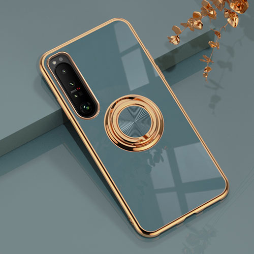 Ultra-thin Silicone Gel Soft Case Cover with Magnetic Finger Ring Stand for Sony Xperia 10 III Lite Lavender Gray