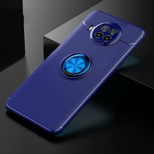 Ultra-thin Silicone Gel Soft Case Cover with Magnetic Finger Ring Stand for Xiaomi Mi 10i 5G Blue