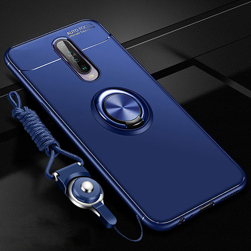 Ultra-thin Silicone Gel Soft Case Cover with Magnetic Finger Ring Stand for Xiaomi Redmi K30 5G Blue