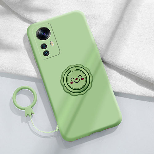 Ultra-thin Silicone Gel Soft Case Cover with Magnetic Finger Ring Stand for Xiaomi Redmi K50 Ultra 5G Matcha Green