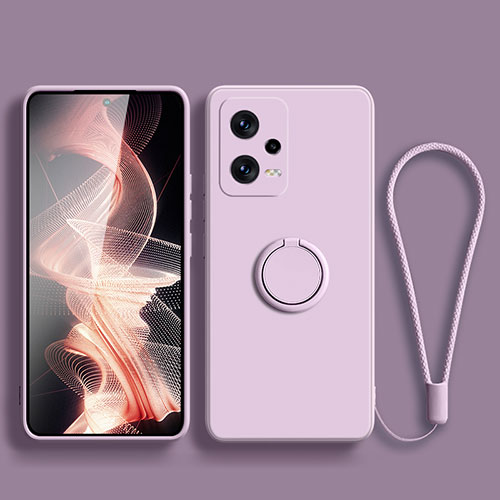Ultra-thin Silicone Gel Soft Case Cover with Magnetic Finger Ring Stand for Xiaomi Redmi Note 12 Explorer Clove Purple