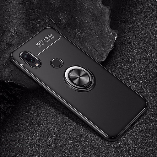 Ultra-thin Silicone Gel Soft Case Cover with Magnetic Finger Ring Stand for Xiaomi Redmi Note 7 Black