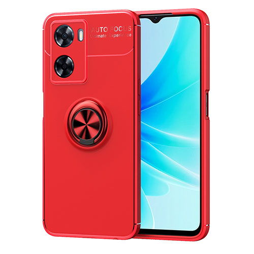 Ultra-thin Silicone Gel Soft Case Cover with Magnetic Finger Ring Stand JM1 for Oppo A57 4G Red