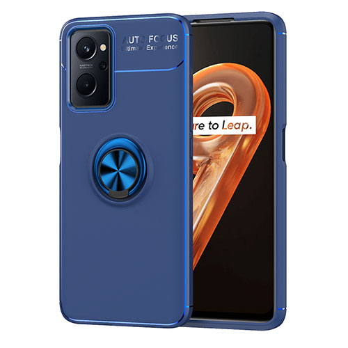 Ultra-thin Silicone Gel Soft Case Cover with Magnetic Finger Ring Stand JM1 for Oppo K10 4G Blue