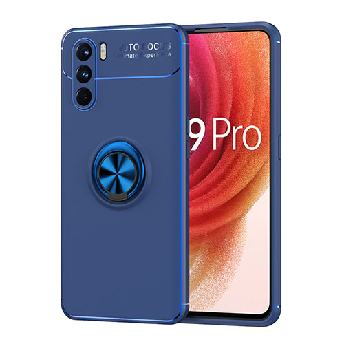 Ultra-thin Silicone Gel Soft Case Cover with Magnetic Finger Ring Stand JM1 for Oppo K9 Pro 5G Blue