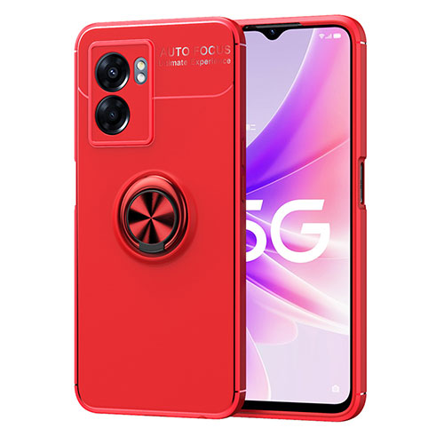 Ultra-thin Silicone Gel Soft Case Cover with Magnetic Finger Ring Stand JM1 for Realme Q5i 5G Red