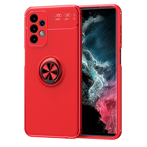 Ultra-thin Silicone Gel Soft Case Cover with Magnetic Finger Ring Stand JM1 for Samsung Galaxy A23 4G Red