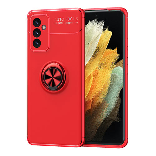 Ultra-thin Silicone Gel Soft Case Cover with Magnetic Finger Ring Stand JM1 for Samsung Galaxy A24 4G Red