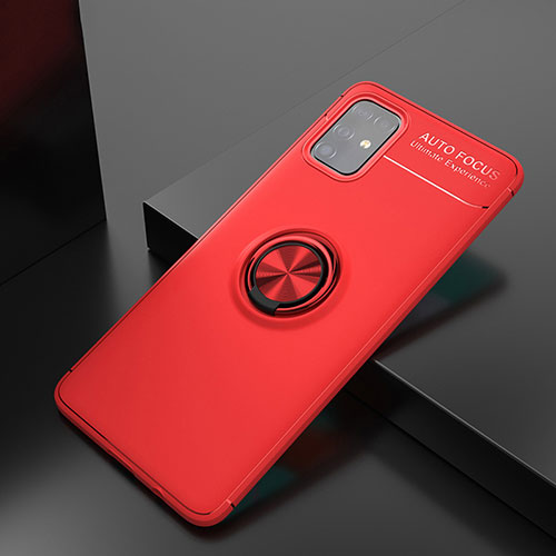 Ultra-thin Silicone Gel Soft Case Cover with Magnetic Finger Ring Stand JM1 for Samsung Galaxy M31s Red