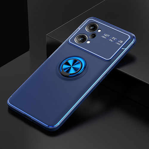 Ultra-thin Silicone Gel Soft Case Cover with Magnetic Finger Ring Stand JM2 for Oppo K10 Pro 5G Blue