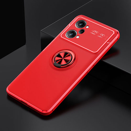 Ultra-thin Silicone Gel Soft Case Cover with Magnetic Finger Ring Stand JM2 for Oppo K10 Pro 5G Red