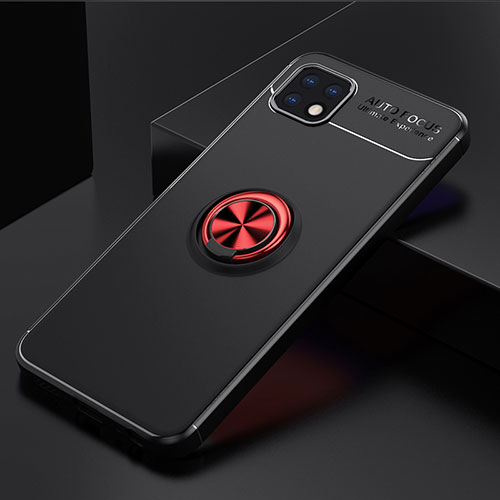 Ultra-thin Silicone Gel Soft Case Cover with Magnetic Finger Ring Stand JM2 for Samsung Galaxy A22s 5G Red and Black