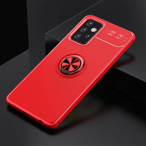 Ultra-thin Silicone Gel Soft Case Cover with Magnetic Finger Ring Stand JM2 for Samsung Galaxy A52 4G Red