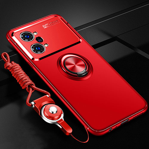 Ultra-thin Silicone Gel Soft Case Cover with Magnetic Finger Ring Stand JM3 for Oppo K10 Pro 5G Red