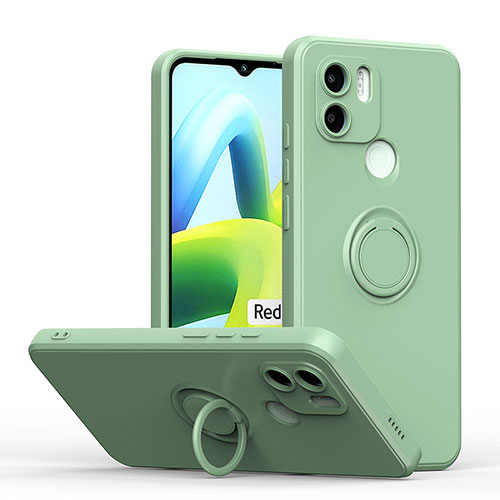 Ultra-thin Silicone Gel Soft Case Cover with Magnetic Finger Ring Stand QW1 for Xiaomi Poco C50 Matcha Green