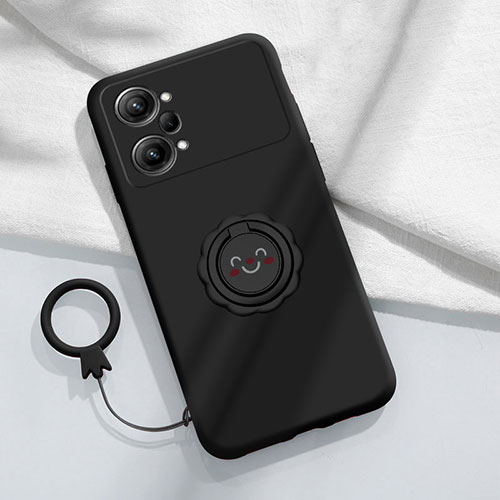 Ultra-thin Silicone Gel Soft Case Cover with Magnetic Finger Ring Stand S01 for Oppo K10 Pro 5G Black